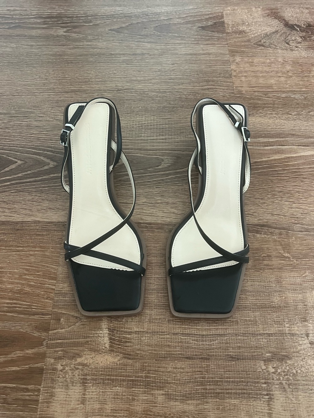 Princess Polly Black Strappy Slingback Heels Size 8